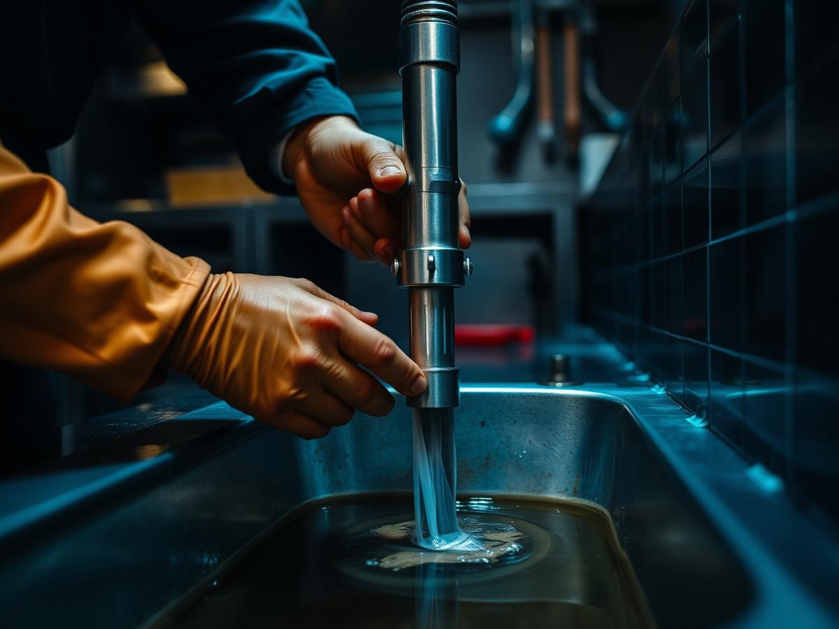 Limpeza de caixa de gordura com equipamento profissional